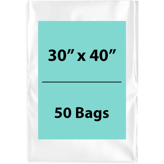 2Mil Clear Flat Open Top Poly Bags LDPE Packaging - 30"X40" & (50 Bags)