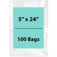 thumbnail image 1 of 2Mil Clear Flat Open Top Poly Bags LDPE Packaging - 5"X24" & (100 Bags), 1 of 7