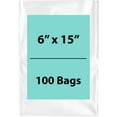 thumbnail image 1 of 2Mil Clear Flat Open Top Poly Bags LDPE Packaging - 6"X15" & (100 Bags), 1 of 7