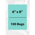 thumbnail image 1 of 2Mil Clear Flat Open Top Poly Bags LDPE Packaging - 6"X8" & (100 Bags), 1 of 7