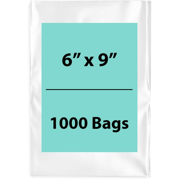 2Mil Clear Flat Open Top Poly Bags LDPE Packaging - 6"X9" & (1000 Bags)