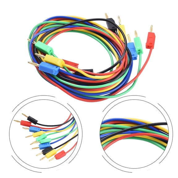 2Mm Stackable Gold Plated Banana Test Leads For Electrical Testing, 5 Pcs Set With 1M Cable Length, Compatible For Multimeter And For sweater Wire Applications