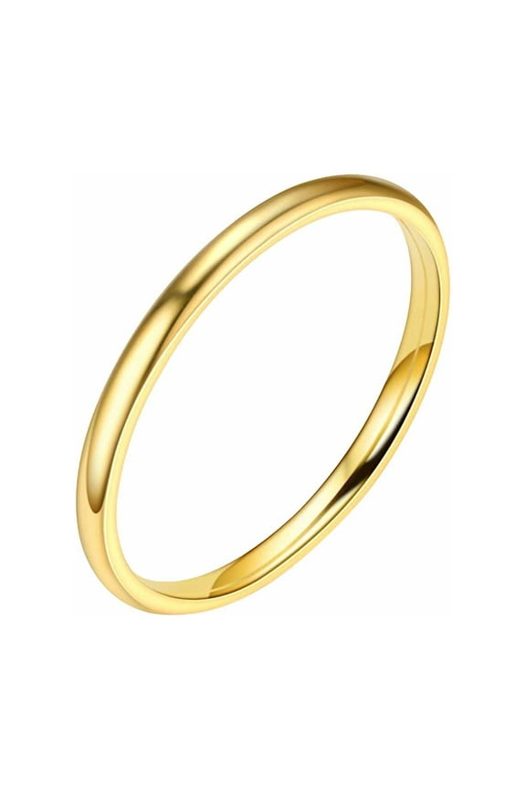 2Mm Stainless Steel Smooth Ring Titanium Steel Couple Ring Jewelry Size 5-12