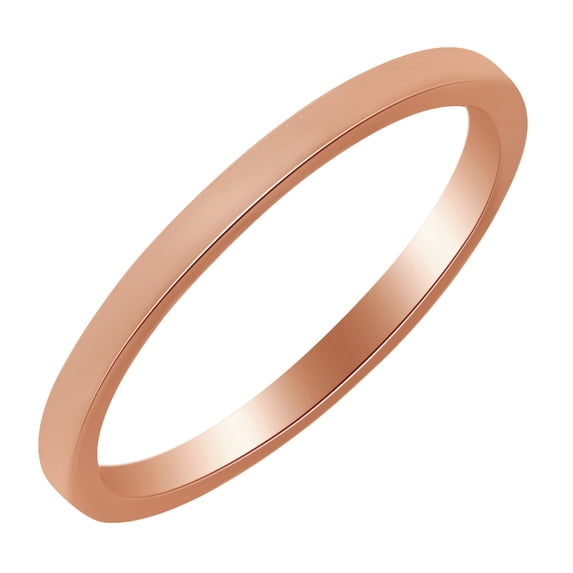 AFFY 2Mm Standard Flat Comfort Fit Band Ring in 14k Rose Gold Ring Size - 8