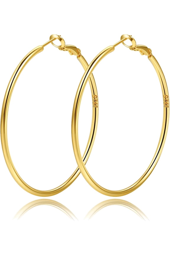 2Mm Sterling Silver Big Hoop Earrings For Women Sterling Silver Hoop Earrings Large Silver Hoop Earrings For Womens Hypoallergenic Circle Endless Thin Hoop Oversize Silver Hoop Earrings For [Z1245]