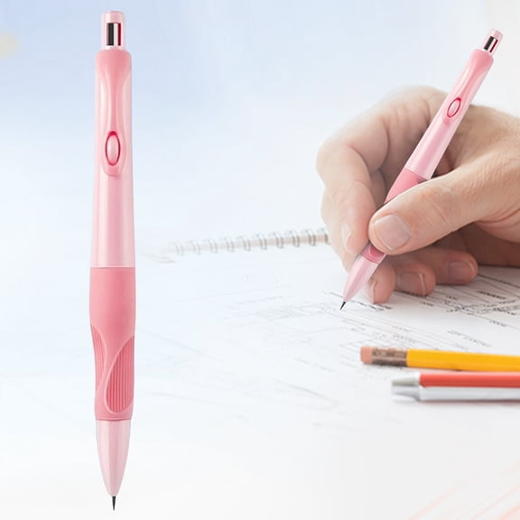2Mm Thick Automatic Pencil with Comfort Grip, Refillable Fat Pencil for Ki-Ds and Adults, Break-Resistant Lead Holder for Writing and Sketching (Pink)