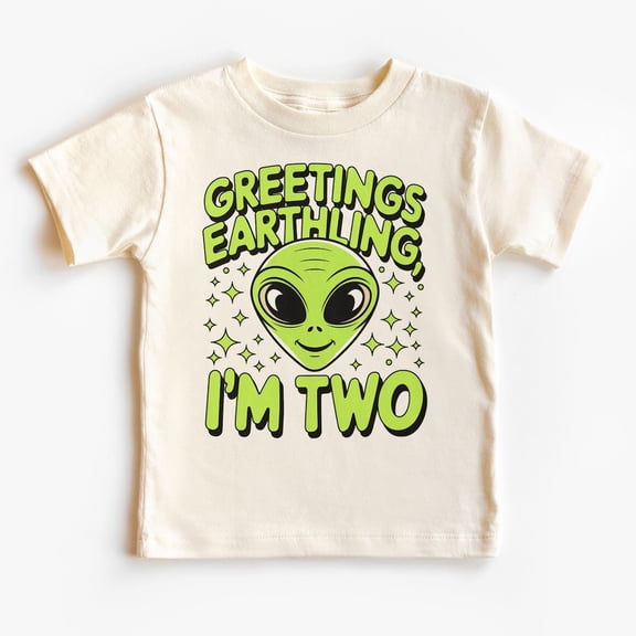 2Nd Birthday Green Alien Toddler Shirt Greetings Earthling Im Two Outer Space Outfit Boho Toddler, Youth Tee TODDLER SHORT SLEEVE TEE BELLA CANVAS 3001T