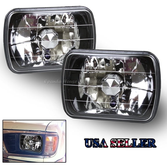 2Nd Gen! 7X6 H6054 H6014 Black Chrome Reflector Lens Headlights Replacement Usa