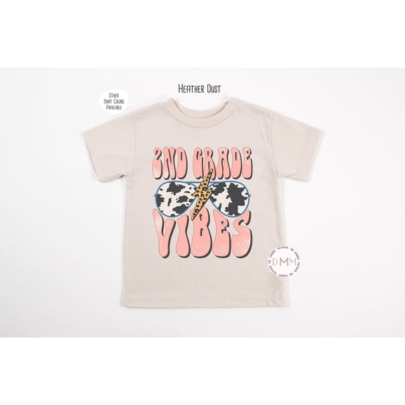 2Nd Grade Vibes Retro Cow Print Sunglasses Toddler T-Shirt Second Grade Toddler T-Shirt Girl Back To School Toddler T-Shirt First Day Of School T-Shirt TODDLER SHORT SLEEVE TEE BELLA CANVAS 3001T