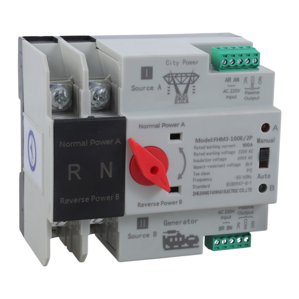 2P 100A Automatic Transfer Switches Din Rail Mounted Double Power Switches