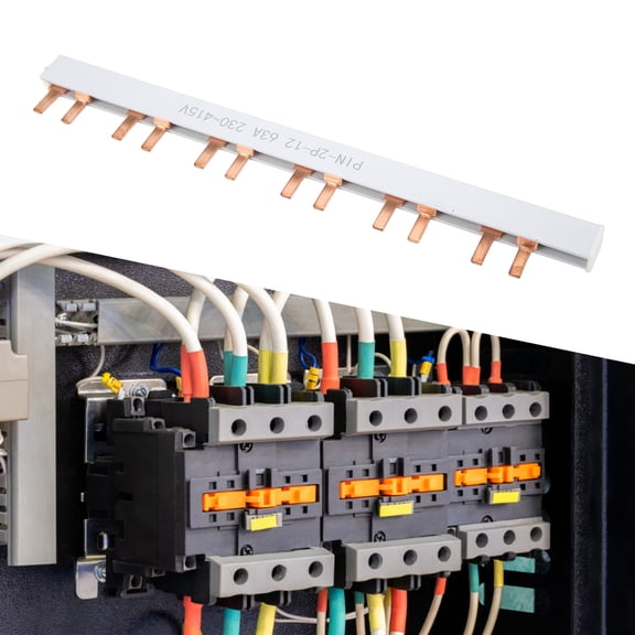 2P 12,Way Copper Busbar, 63A, 230,415V, High Conductivity, PVC Insulated, for Circuit Breakers