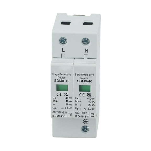 2P 20Ka-40Ka Surge Protective Device Lightnings Protection Surge Arrester 420Vac Smile Home