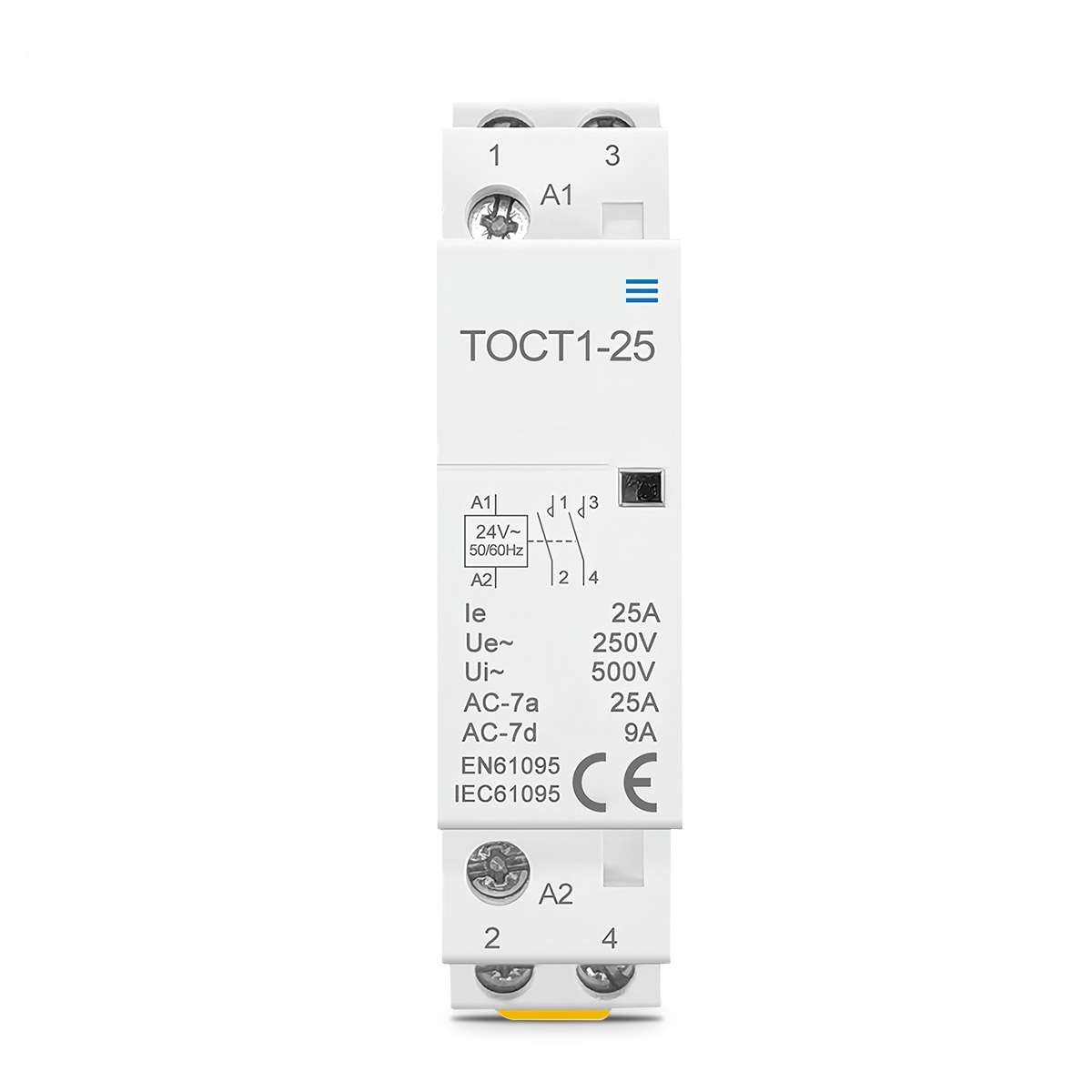 2P 25A 24VAC 50/60Hz Din Rail Household AC Modular Contactor 2NO or 1NO 1NC