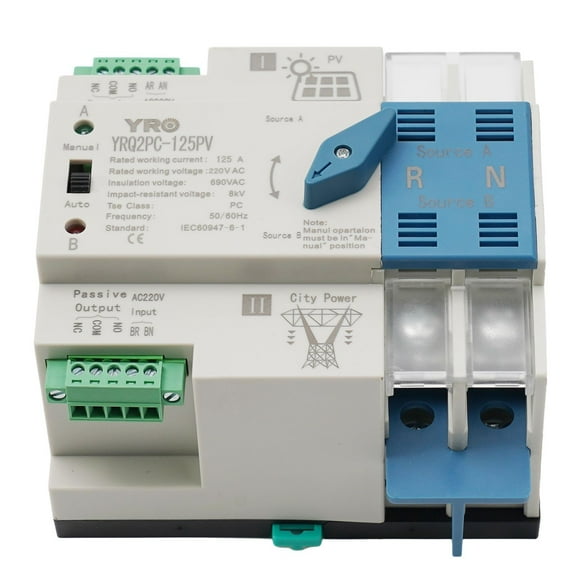 2P 3P 4P 125A Solar/Photovoltaic Transfer Switch Dual Power Automatic Transfer Switch Generator Changeover Switch 200V/400V 2P 125A 220V Smile Home