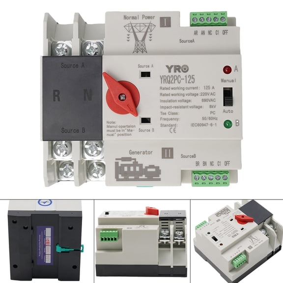 2P/3P/4P Dual Power Automatic Transfer Switch 6Ka 50/60Hz 220V Ac 125A For Electrical Equipment Uninterrupted Switching
