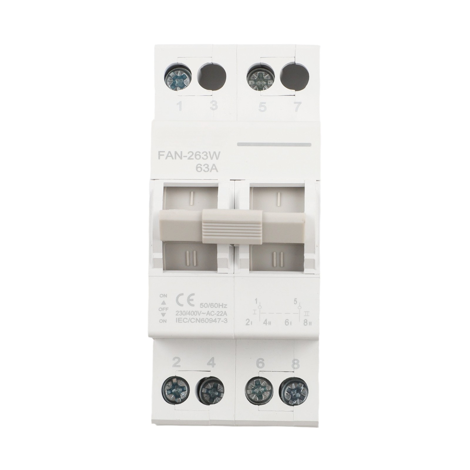 2P 63A 400V Dual Power Manual Transfer Isolation Switch Latching Circuit Breaker