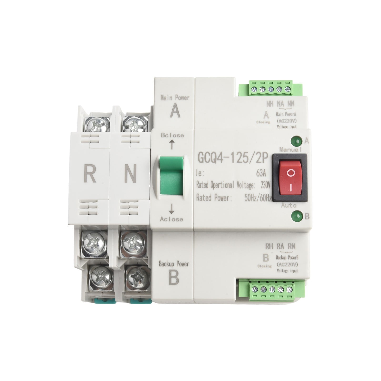 2P 63A Dual Power Automatic Transfer Switch for Generator Changeover Switch