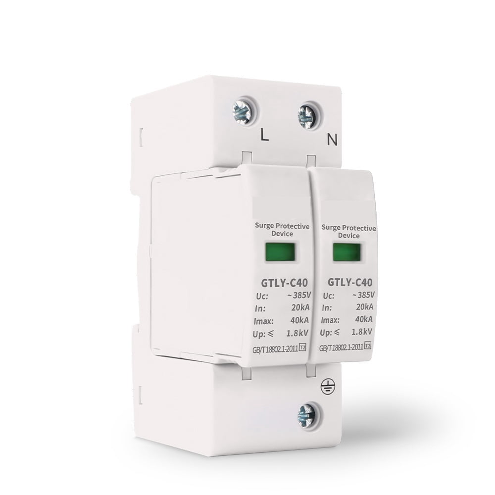 2P AC SPD Surge Protective Device 40KA 60KA 220V 385V House Lightning Surge Protector Solar Low-Voltage Arrester Device