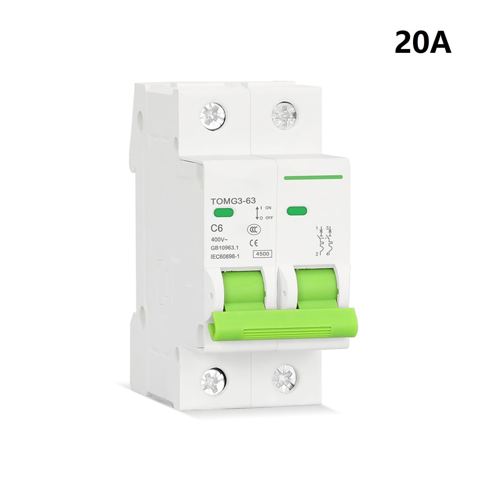 2P Circuit Breaker, Thermal Release, DIN Rail Mount, AC