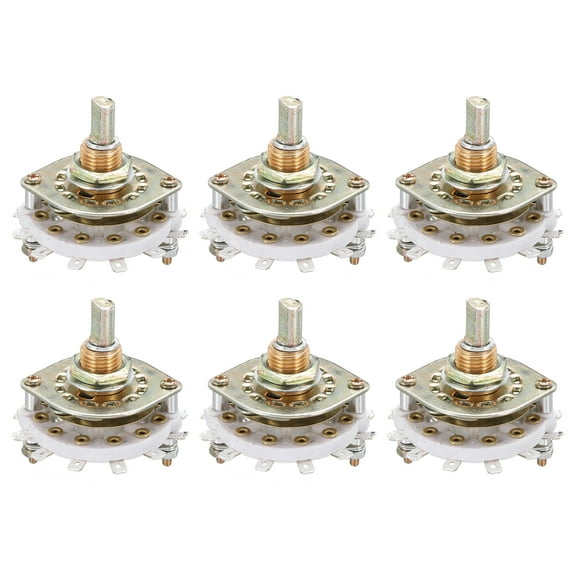 2P5T Rotary Switch 2 Pole 5 Position Band Selector 1 Deck for Radio Home Machine 6 Pcs