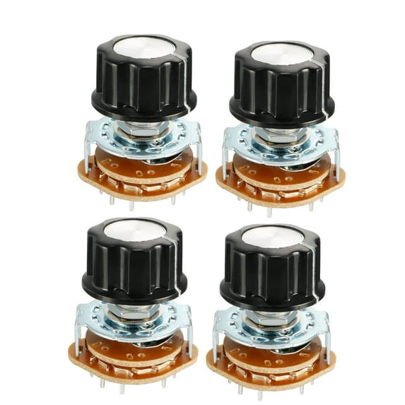 2P6T 2Pole 6Throw 1Deck Band Channel Rotary Switch Selectors with Knob 4Pcs