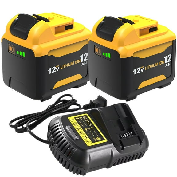 2PACK 12.0Ah 12V Battery Replacement for Dewalt 12V Battery and Charger Kit 12 Volt Max DCB120 DCB122 DCB124 DCB125 DCB126 DCB127