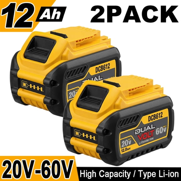 2PACK 12.0Ah Batteries For DEWALT FLEXVOLT 20V 60V MAX Lithium Ion Battery DCB609 DCB606 DCB612 Fit Compatible With Dewalt