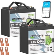 2PACK 12V 100AH Mini LiFePO4 Battery Bluetooth,TCBWORTH Lithium Batteries for RV,Solar,Trolling Motors,Marine,Camping,Home Energy Storage,Group 22NF,Smart 100A BMS