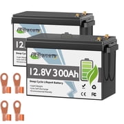 2PACK 12V 300Ah LiFePO4 Lithium Battery,TCBWORTH for RV,Solar,Marine,Caming,Home Energy Storage,off Grid,Built in 200A BMS,15000+ Deep Cycles