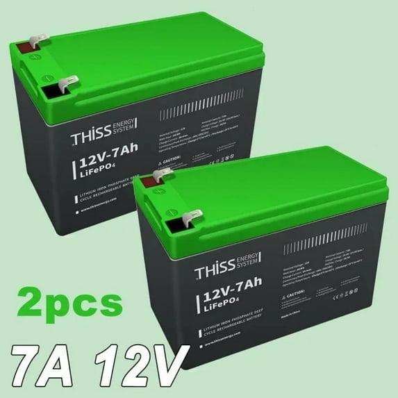 2PACK 12V 7Ah LiFePO4 Lithium Off Grid Storage Battery, 2000+ Deep Cycles Rechargeable LiFePO4 Battery With BMS, Lithium Ion Battery For Fish Finder Battery