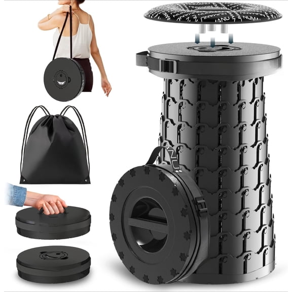 2PACK 2025 Upgraded XXL Collapsible Stool 19.7", 1000lbs Max Weight, Wider & Taller Pop Up Seat, Heavy Duty Portable Retractable Folding Chair or Travel Foot Rest, Gift for Camping & Outdoors