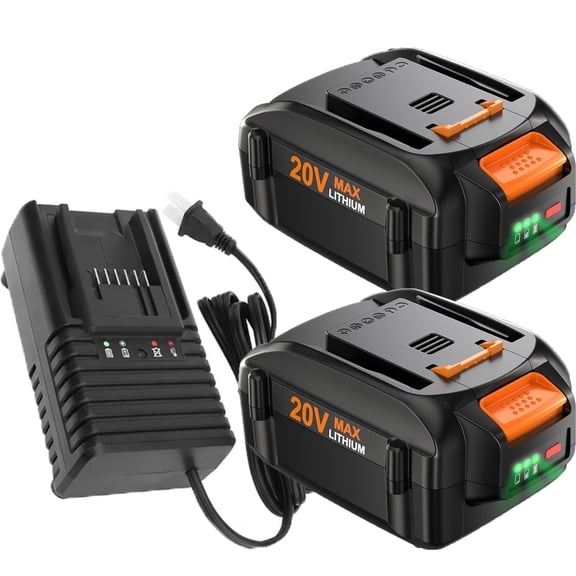 2PACK 20V 6.0Ah Lithium Battery for Worx 20V Battery and Charger Kit Compatible with All Worx Batteries WA3520 WA3525 WA3575 WG151s WG251s WG540s WG545s WG890 WG89