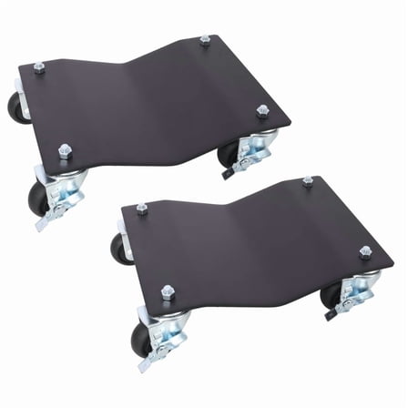 【LuckyNote】2PACK 2500lbs Capacity Professional Steel Vehicle Dollies,Heavy Duty Wheel Dolly,Car Dolly,Steel Tire Skates with Brakes