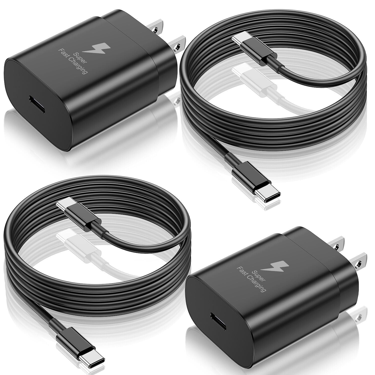 2PACK 25W Super Fast Wall Charger Adapter 10Ft USB-C Cable Samsung Galaxy S20 S22 S23 S24 + Ultra A54