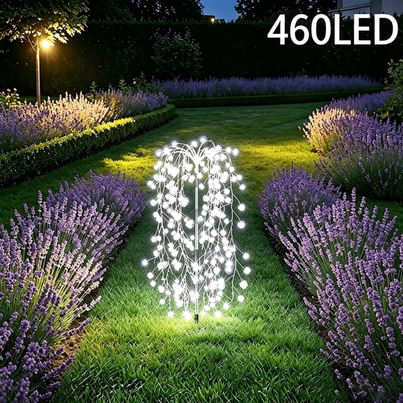 2PACK 460Leds Solar Firework Lights for Outdoor Garden Decoration, Protection Level, 8 Modes Solar Dusk And Dawn Lamp Garden Path Light, Solar Starburst Lamps for Garden Balcony Terrace Decoration
