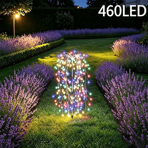 2PACK 460Leds Solar Firework Lights for Outdoor Garden Decoration, Protection Level, 8 Modes Solar Dusk And Dawn Lamp Garden Path Light, Solar Starburst Lamps for Garden Balcony Terrace Decoration