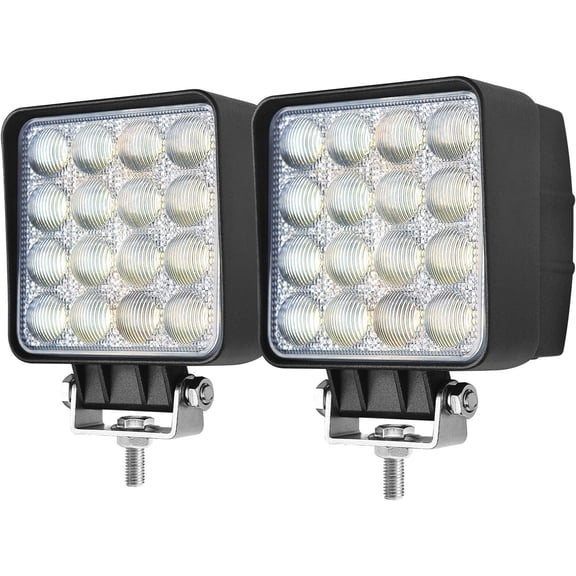 2PACK 48W LED Work Lights 12/24 Volt 5500LMS 4.3INCH Wide Ultra Bright Square Flood Light 5D Lens Waterproof Led Pod for Truck Tractor Off Road ATV UTV Boat Golf Cart