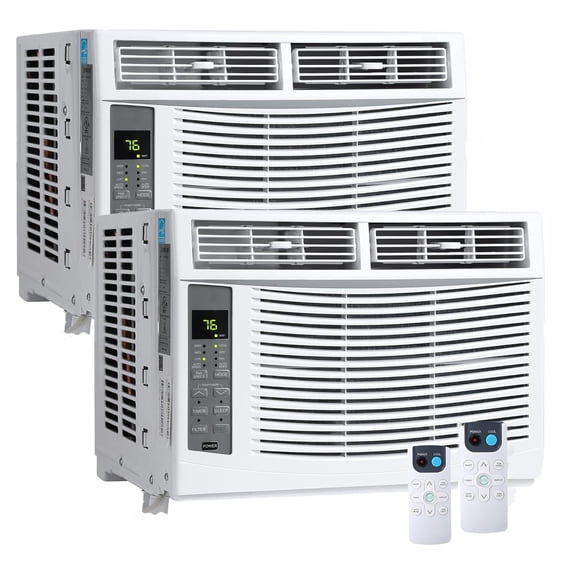 2PACK 6000 BTU Window Air Conditioner - Ultra-Quiet 50 dB Operation - WiFi & App Remote Controlled - Easy Window Installation - Cools Spaces up to 250 Sq.Ft