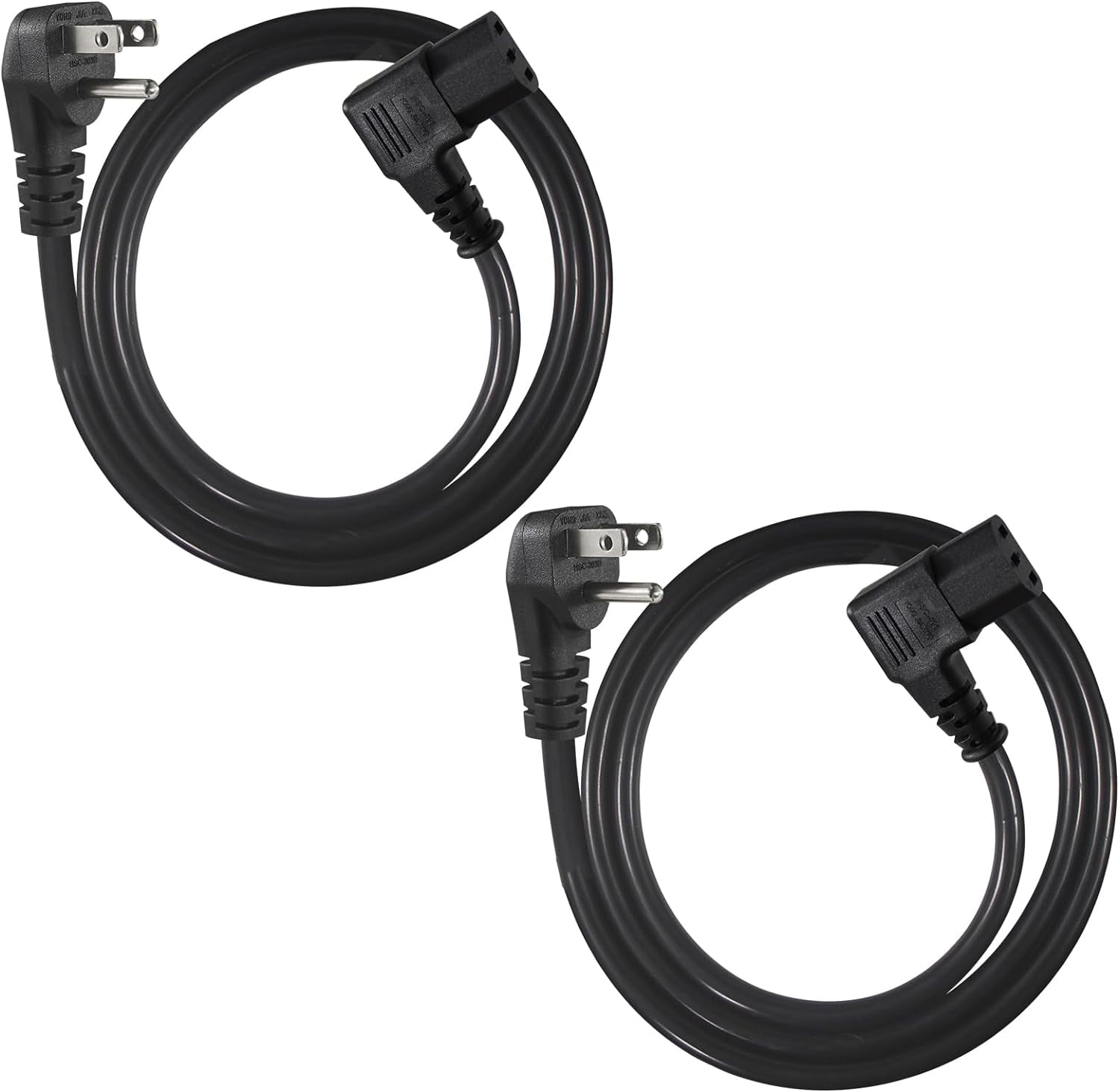 Power Strip With 90 Degree Plug [2PACK] 90 Degree Computer Power Cord - 3FT Flat Low Profile Ang NEMA 5