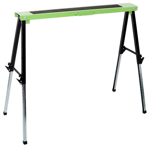 2PACK Adsjustable Saw Horse,Folding Portable Work Horse with Fast Open Legs,Convenient Handle, for Garage, Workshop, Fully Assembled, Green+Black Color,