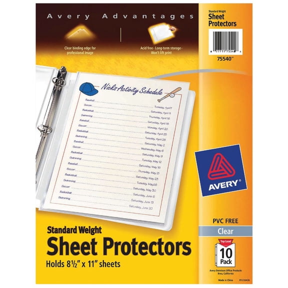 Avery Sheet Protector Top Loading Standard Weight - Clear - 2 Pack, 8-1/2 x 11 In.