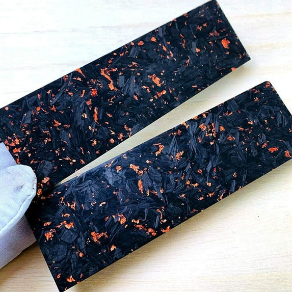 2PACK Black Marbled Handle Carbon Fiber CF With Copper Powder Resin Scales For Knife