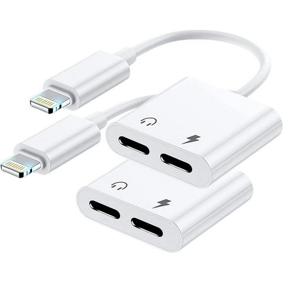 2PACK Dual Lightning Headphone Adapter for iPhone Splitter Audio and Charge Support All iOS System Compatible with iPhone 14/13/12/11/XS/XR/8/7/6