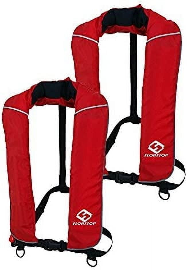 2PACK Floattop Adult Automatic Inflatable PFD Life Jacket Life Vest 150N Buoyancy with 33 Gram CO2 Cylinder RED