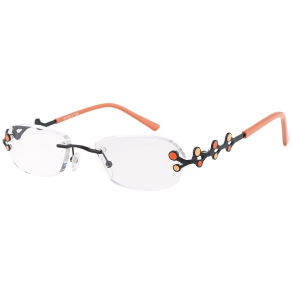 2PACK Gabii HBF033 Metal Orange Rectangle Women's Rimless Reading Glasses W/Case +2.00