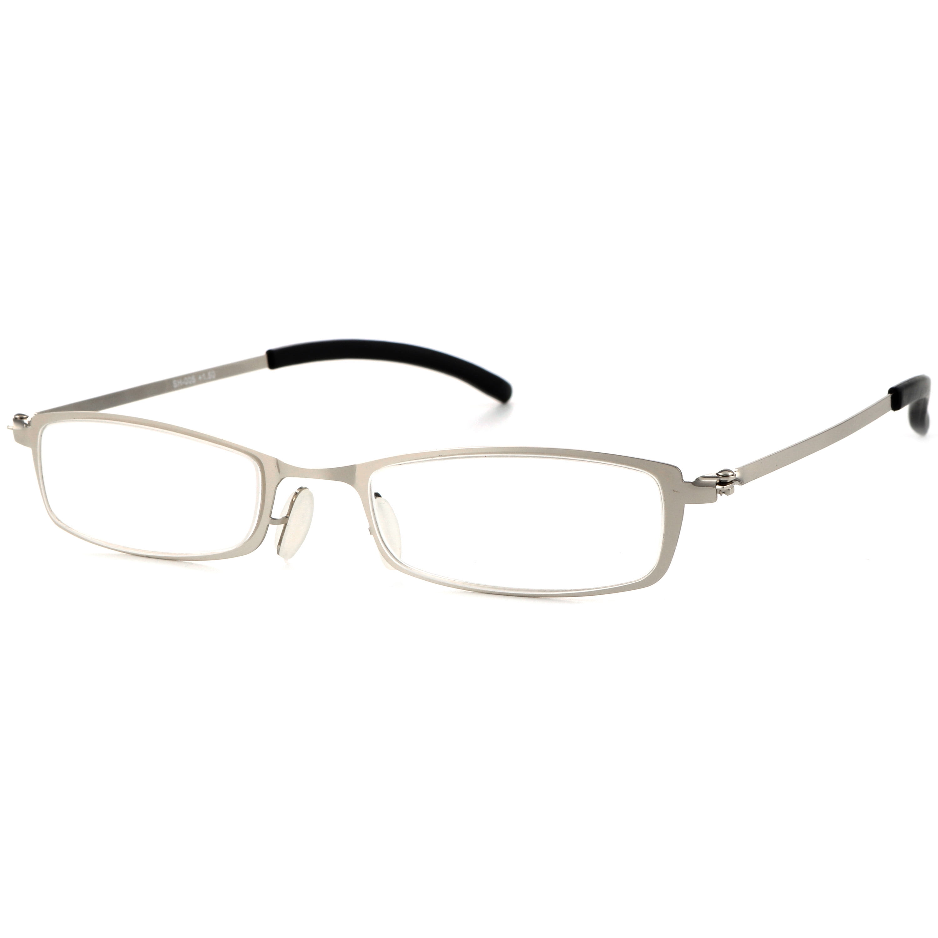 2PACK Gabii SH005 Metal Silver Rectangle Men's/Women's Reading Glasses W/Case +2.00