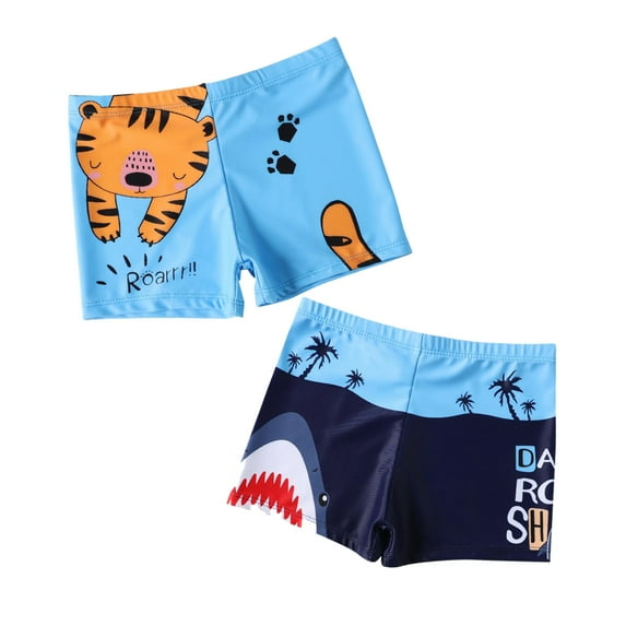 2PACK Kids Boys Swim Trunk Cartoon Boys Swimming Trunks Quick Dry Sun Protection Swimwear Toddler Beach Shorts