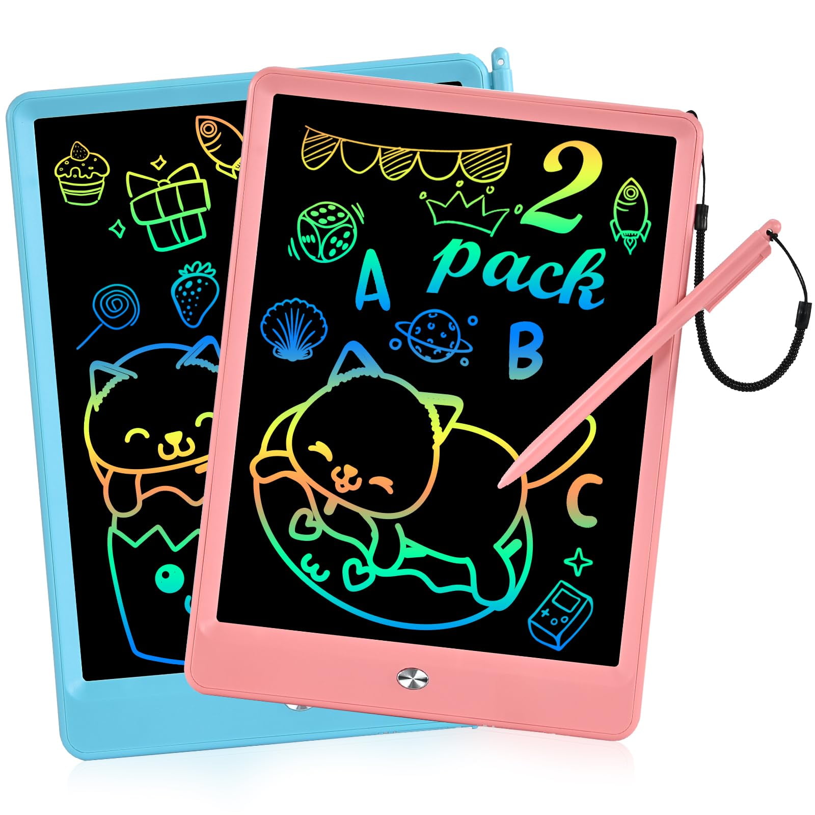 2PACK LCD Writing Tablet 10 Inch Drawing Pad,Electronic Graphics Tablet,  Led Writing Tablet Toys for Kids, Doodle Board School Supplies Christmas