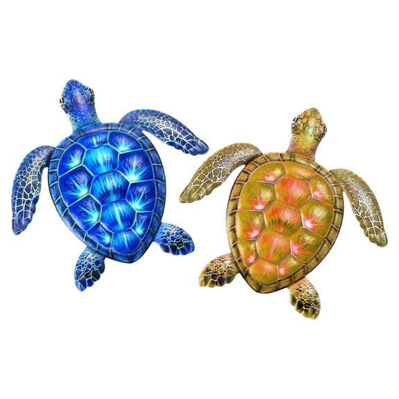 2PACK Metal Turtle Wall Decor Sea Turtle Hanging Wall Tortoise Sculpture Decorations Unique Room Decor for Home Bedroom Garden Patio