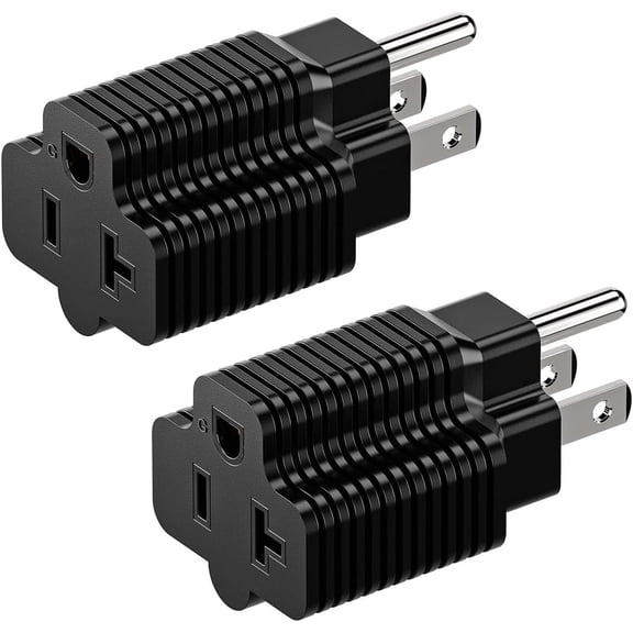 (2PACK) Nema 15 Amp to 20 Amp Plug Adapter ETL Listed NEMA 5-15P to 5-15/20R (Comb 20Amp T Blade) 15 Amp Household Plug to 20 Amp T-Blade AC Power Adapter